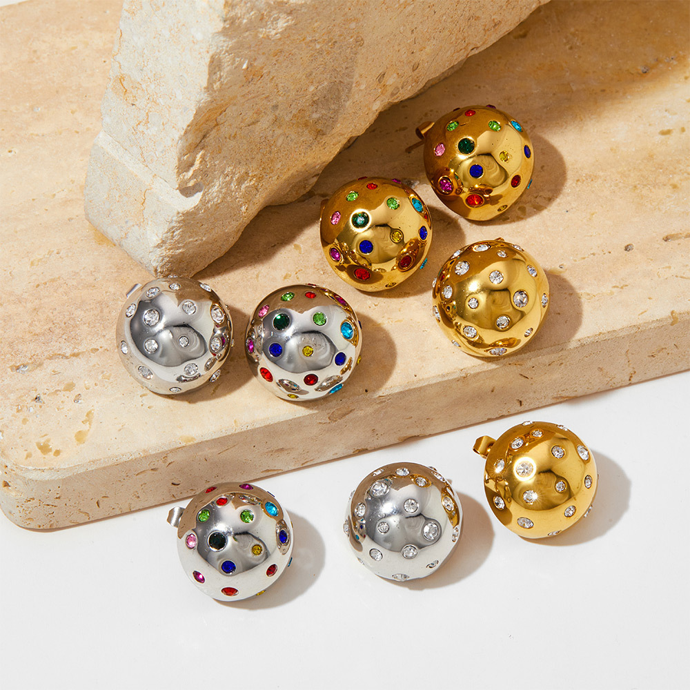 PVD Coated Real Gold Plated 16K Gold White Gold Plated Gold Plating Geometric 304 Stainless Steel Simple Style Classic Style Waterproof Non Tarnish Ear Studs