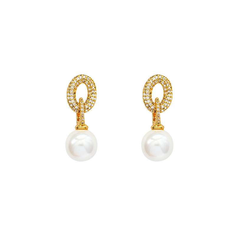 Elegant Classic Style Geometric Imitation Pearl Copper Women's Earrings