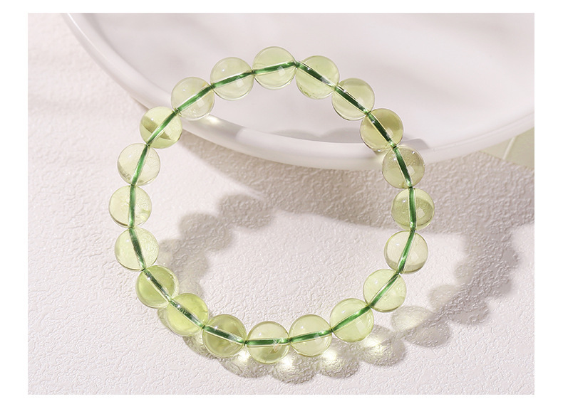 Natural Crystal Bamboo Leaf Green Bracelet Transparent Grape Color Jade Bracelet Geometric Pattern Simple Style Women's Jewelry