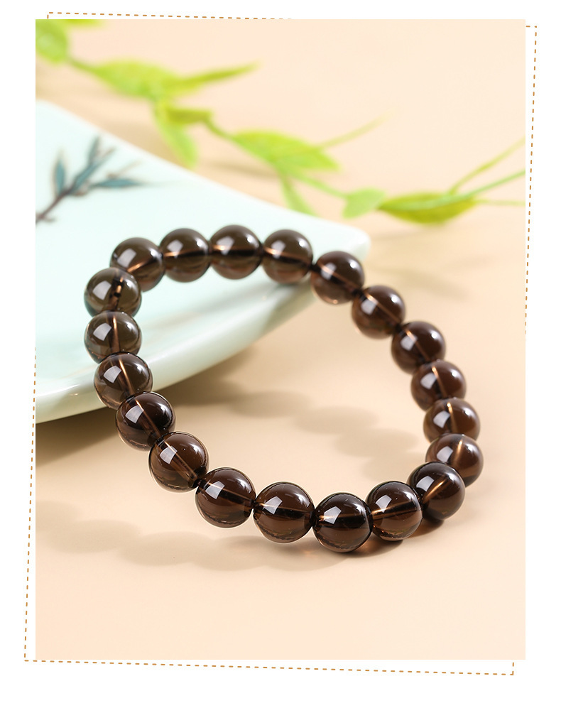 JD Jewelry 7A Tea Crystal Bracelet Ice Transparent Full Body Simple Unisex Couple Style Single Circle Round Bead Bracelet Classic Style