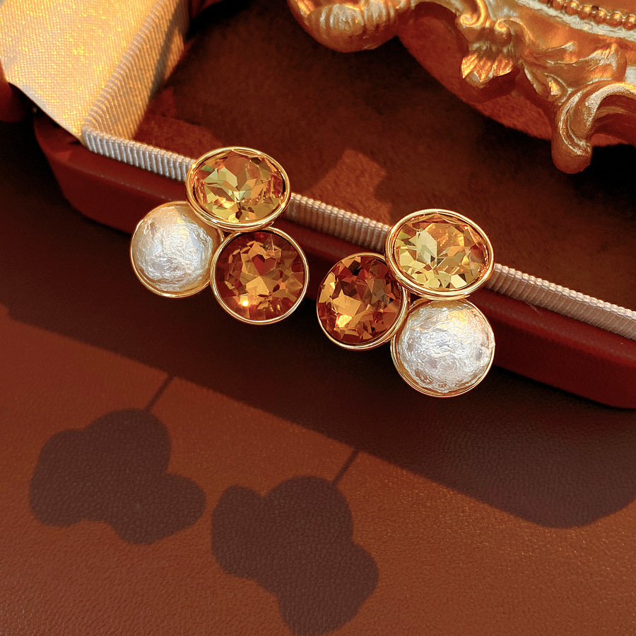 Vintage Gold Plated Silver Pin Diamond Earrings Multifunctional Women's Jewelry Geometric Snowflake Party Accessories