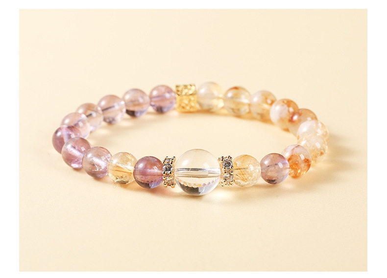 JD Jewelry Natural Amethyst Lucky Bead Design Bracelet Ice Transparent Purification High-end Feel Women's Accessories Simple Style