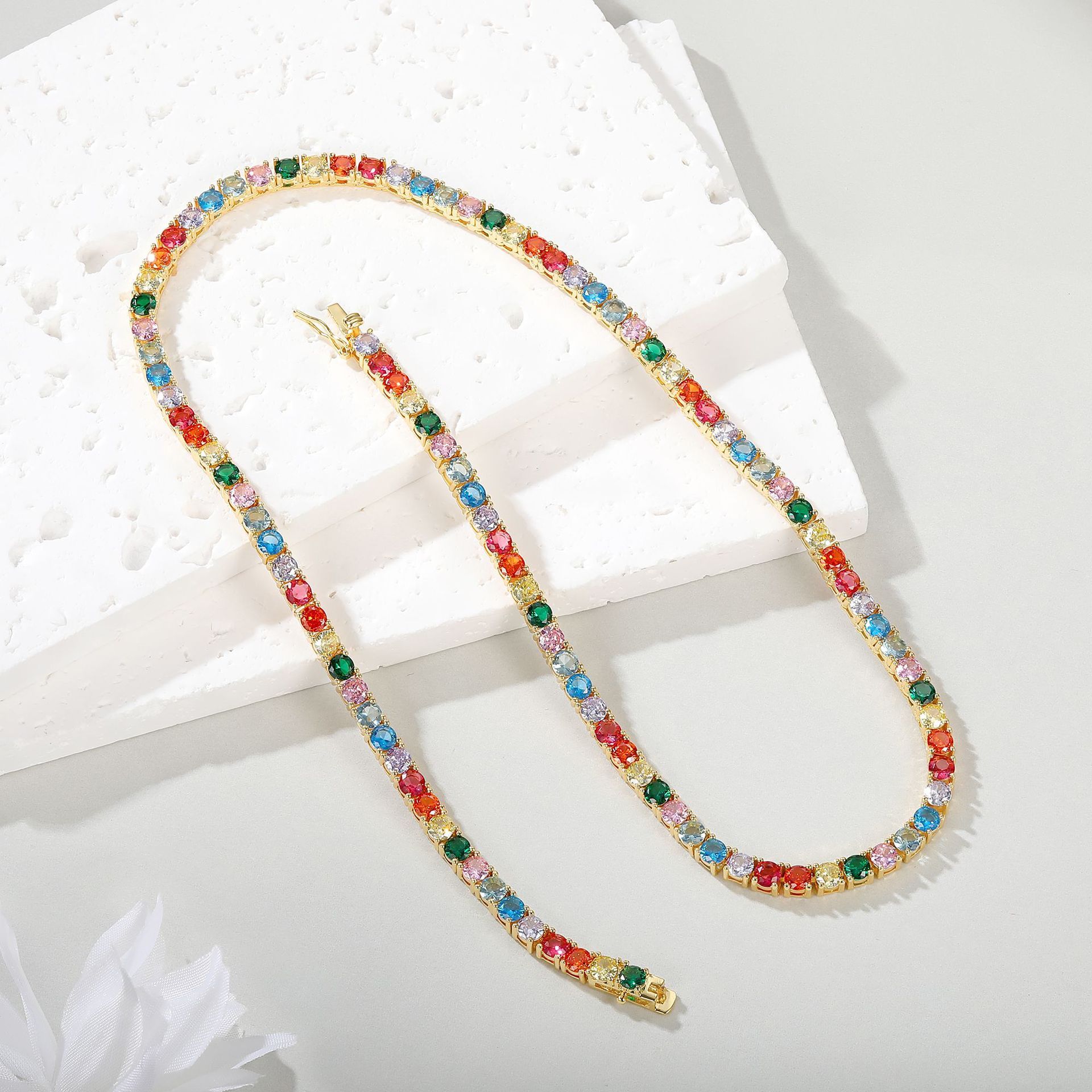 Fashion Zircon Tennis Necklace Copper Alloy Luxurious Style Unisex Pendant Jewelry Trendy Design New 3mm 4mm 5mm