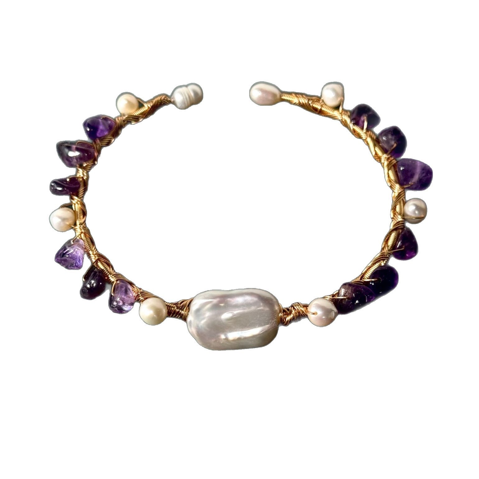 Fashionable Fresh Simple Design Sensation Bracelet With Freshwater Pearl Versatile Geometric Pattern Chain For Women