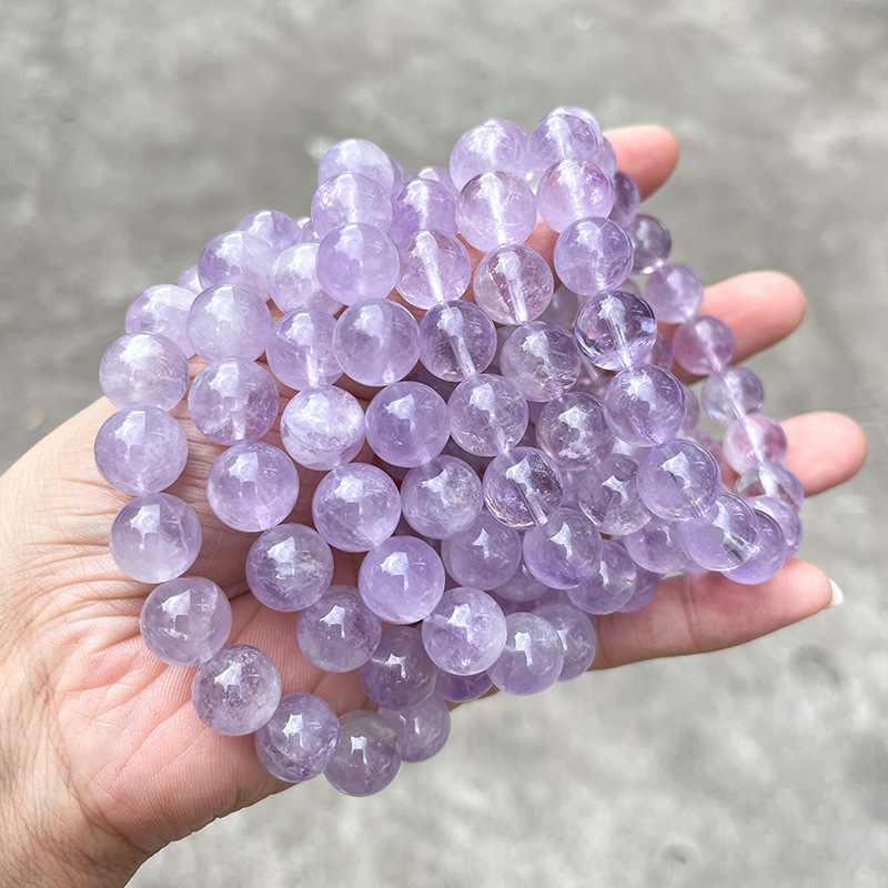 JD Jewelry Natural 5A Grade Lavender Crystal Bracelet Ice Transparent Round Beads Simple Elegant Fashion Women's Geometric Pattern