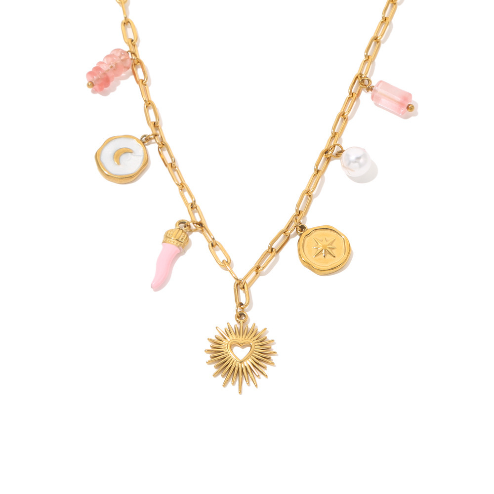 New Stylish Stainless Steel Necklace Set With Sun Knot Clavicle Chain Luxury Light Jewelry Accessories For Women