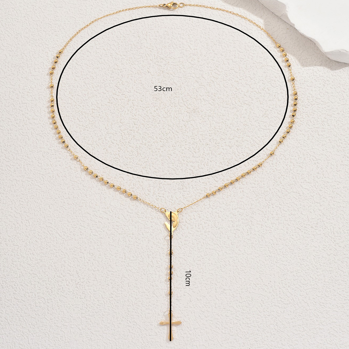 Long Y-Shaped Stainless Steel Cross Pendant Necklace Women's Party Jewelry Fashionable Tassel Design Suitable For Daily Wear