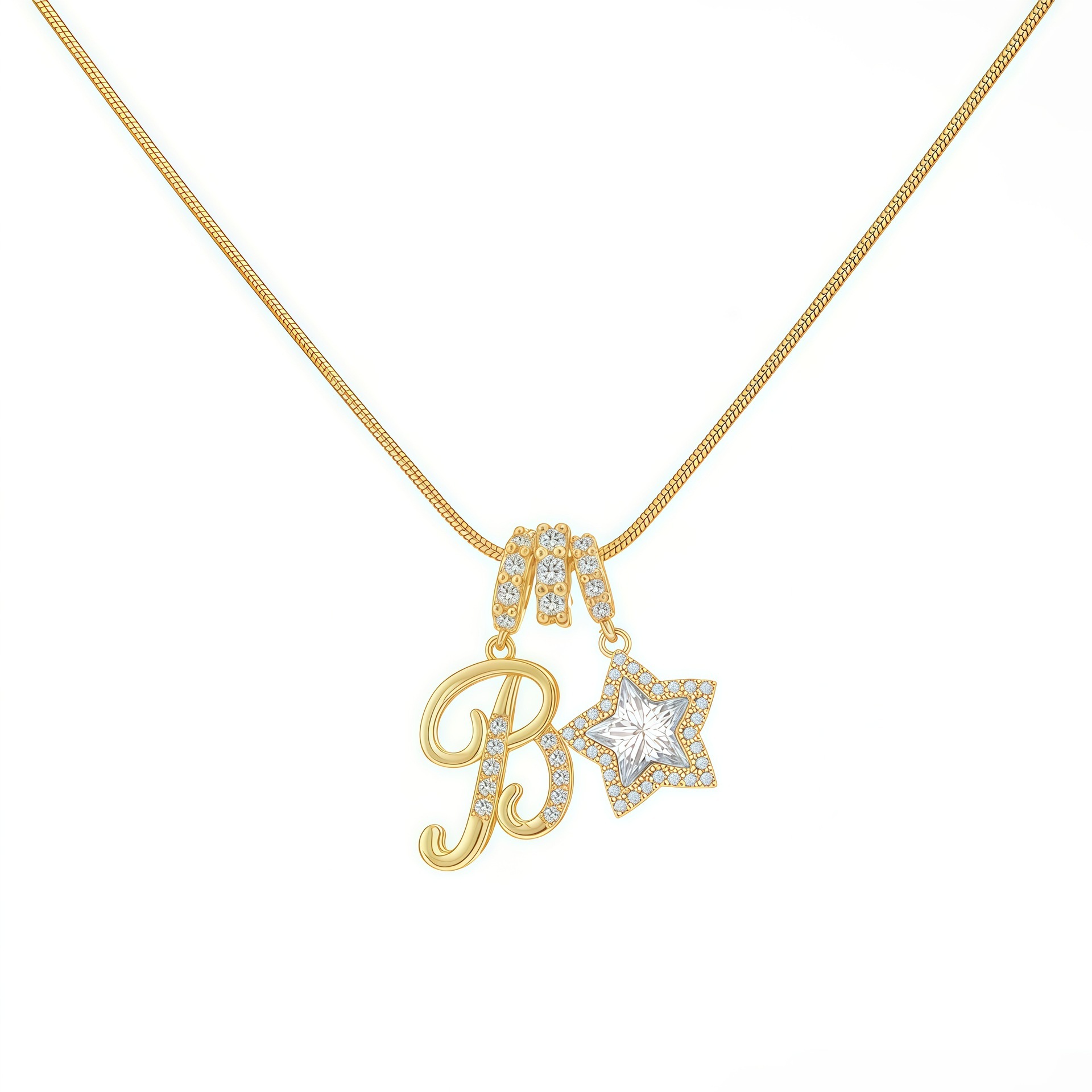 Dopamine Star Girl TK26 Letter Necklace Stainless Steel Chain Plated 22K Real Gold Decorated Luxury Style Women's Jewelry