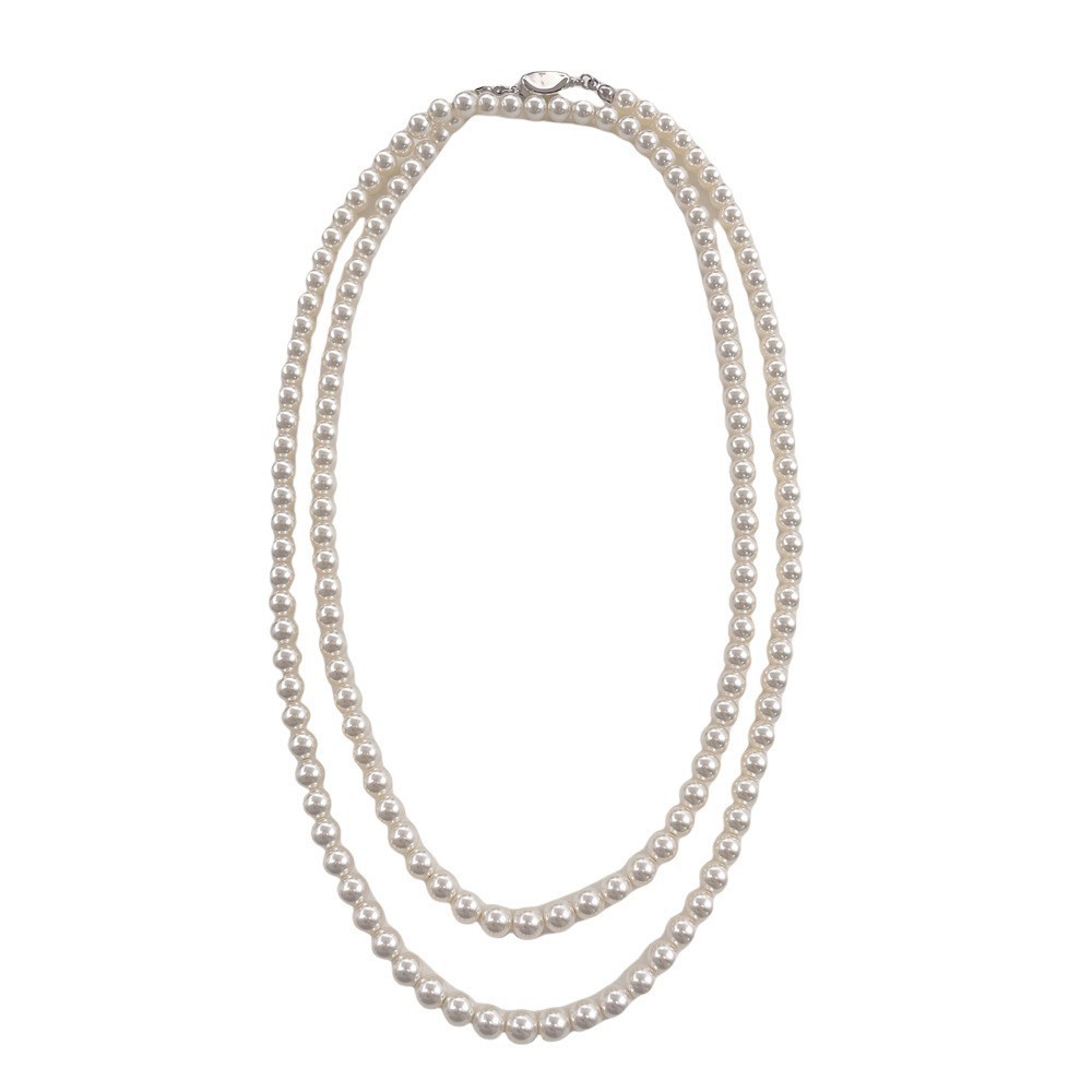 New Women's Knot Necklace Multi-Layer Long Sweater Chain Fashion Accessories Pearl Necklace Luxury Style Geometric Pattern