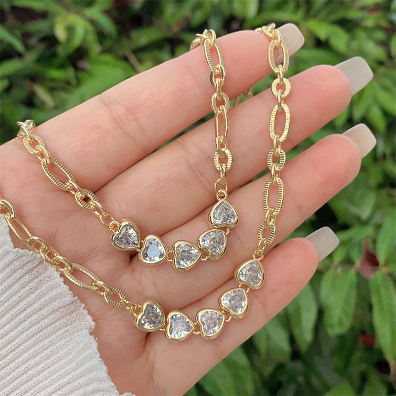 Classic Minimalist Copper Plated 18K Gold Zircon Jewelry Set For Men And Women Daily Wear Perfect Gift Set Includes Necklace And Bracelet