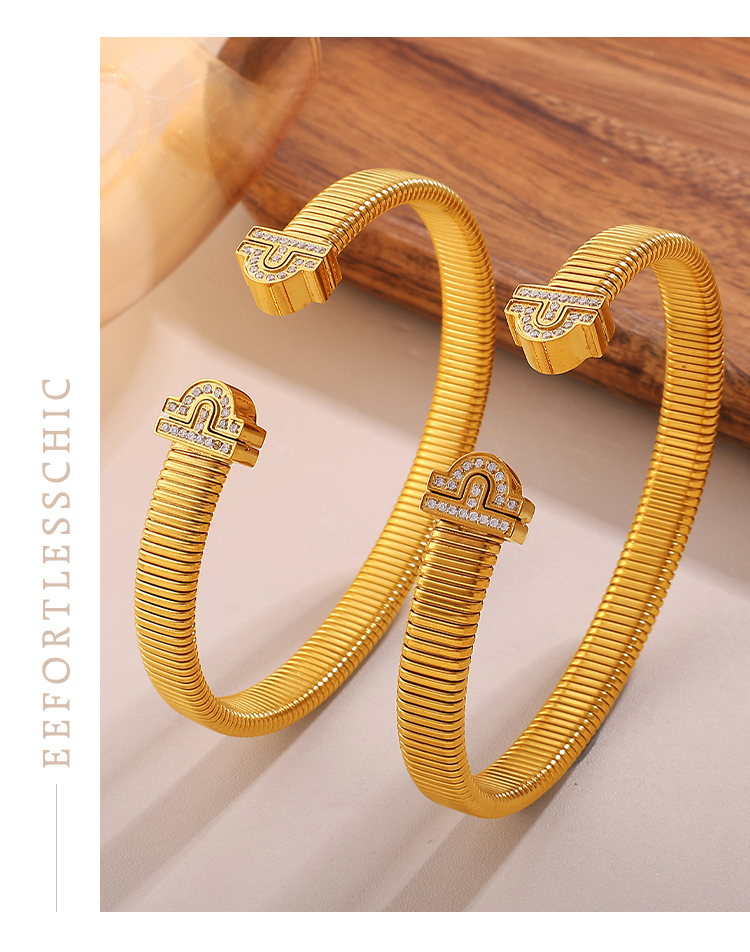 Fashionable Versatile Open Setting Rhinestone Bracelet Exaggerated Trendy Lightweight Luxury Spiral Women's Jewelry