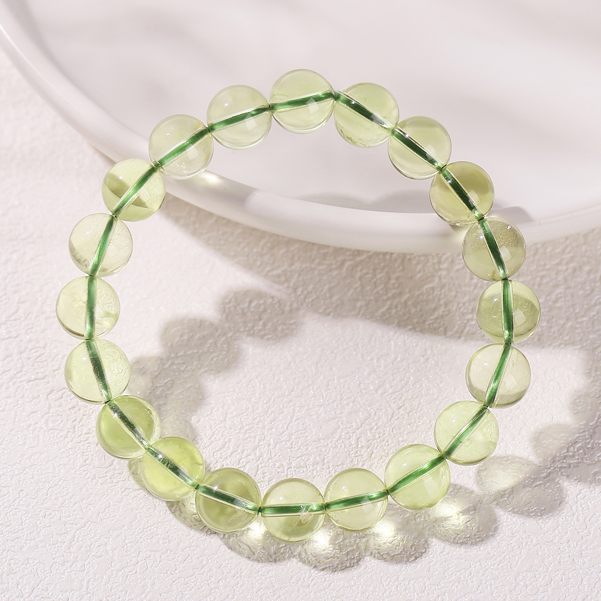 Natural Crystal Bamboo Leaf Green Bracelet Transparent Grape Color Jade Bracelet Geometric Pattern Simple Style Women's Jewelry