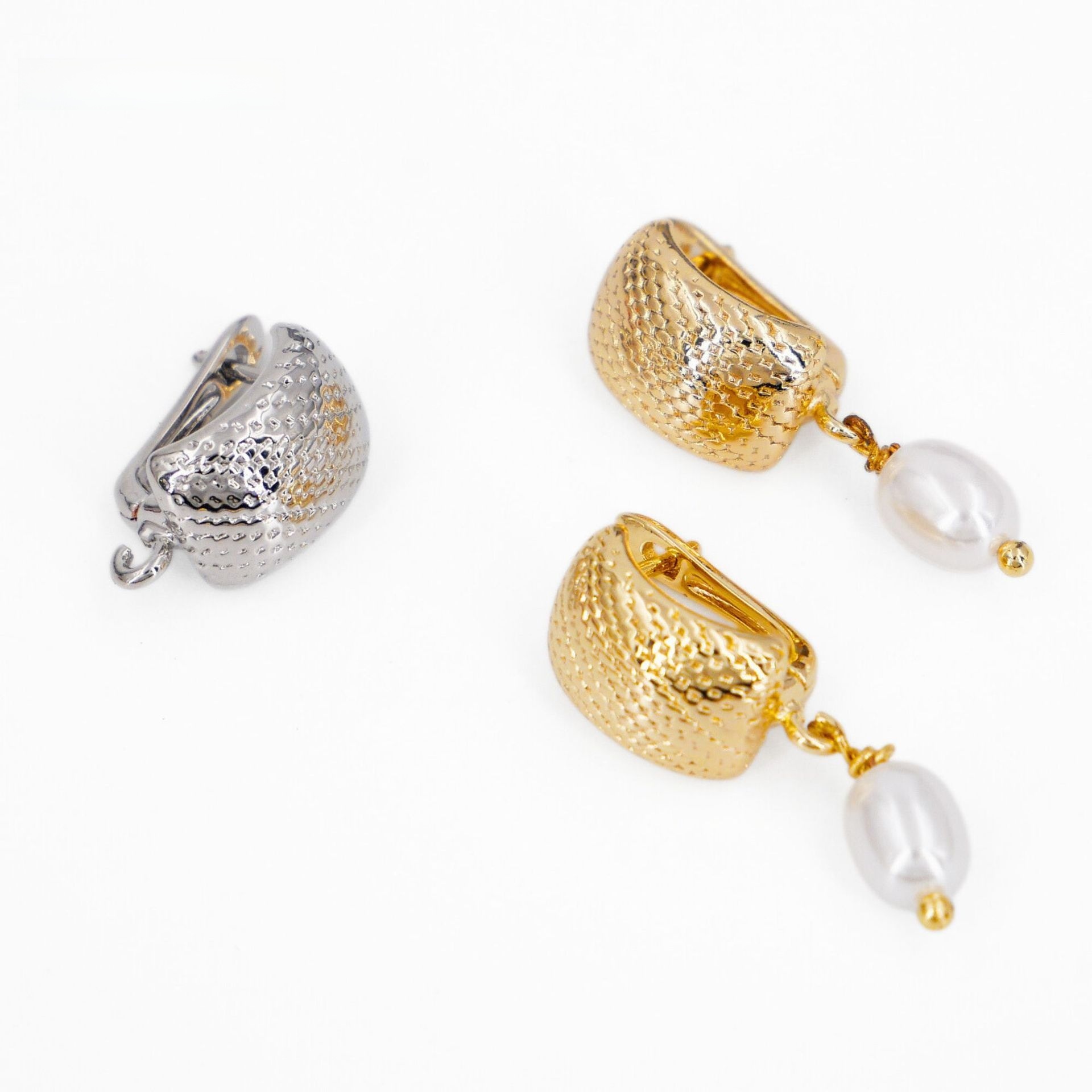 Color-Retaining Copper Plated 18K Gold Fish Scale Hoop Earrings With Pendant Round DIY Earrings Jewelry Accessories