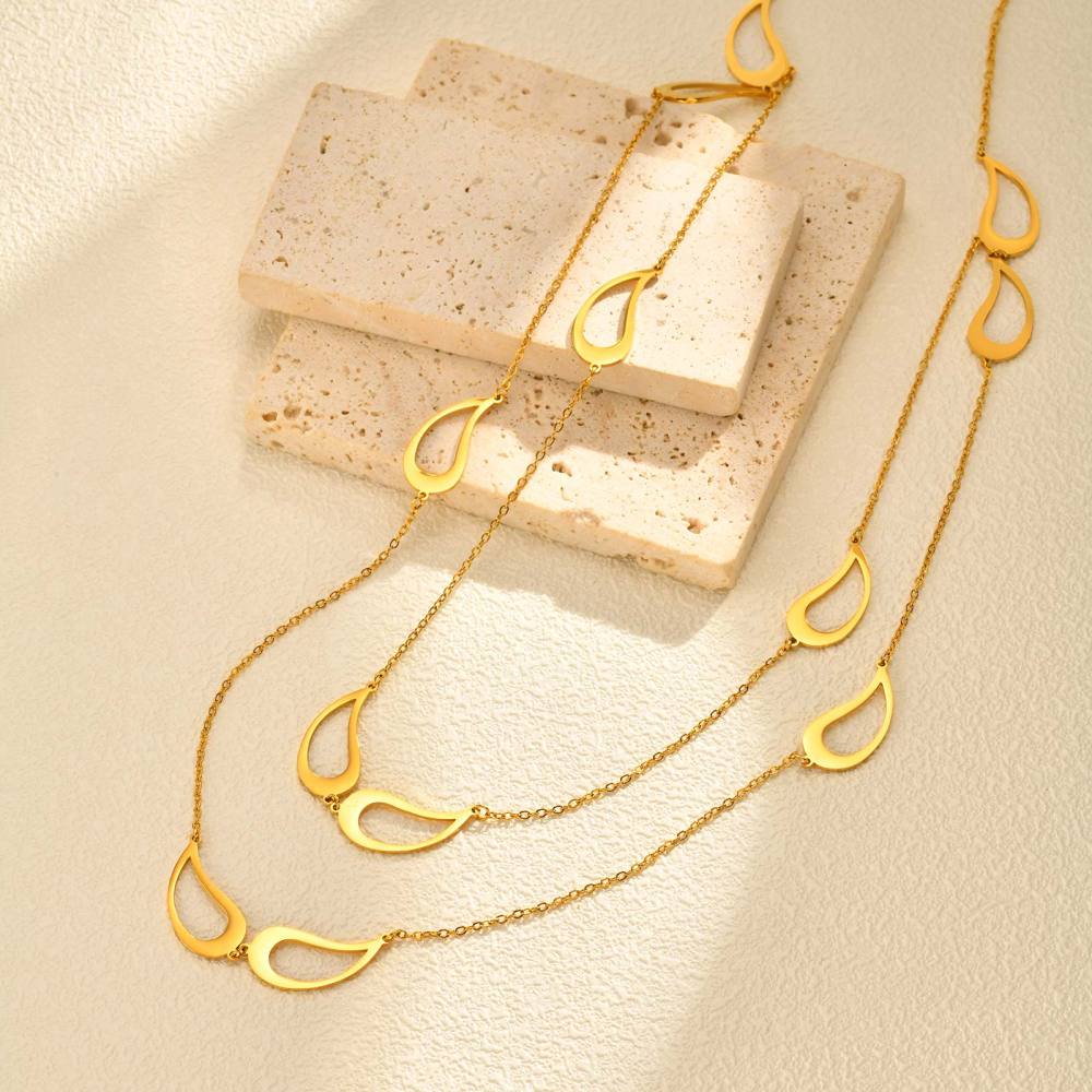 Stainless Steel Geometric Design Necklace Multi-style Women's High-end Jewelry Accessories Colorful Beads Irregular Shape Stackable