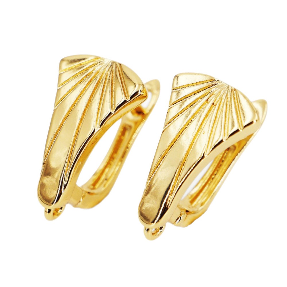 Eco-friendly DIY Copper Plated 18K Gold Totem U-shaped Ear Clip Jewelry Accessories Shell Inlaid Simple Women