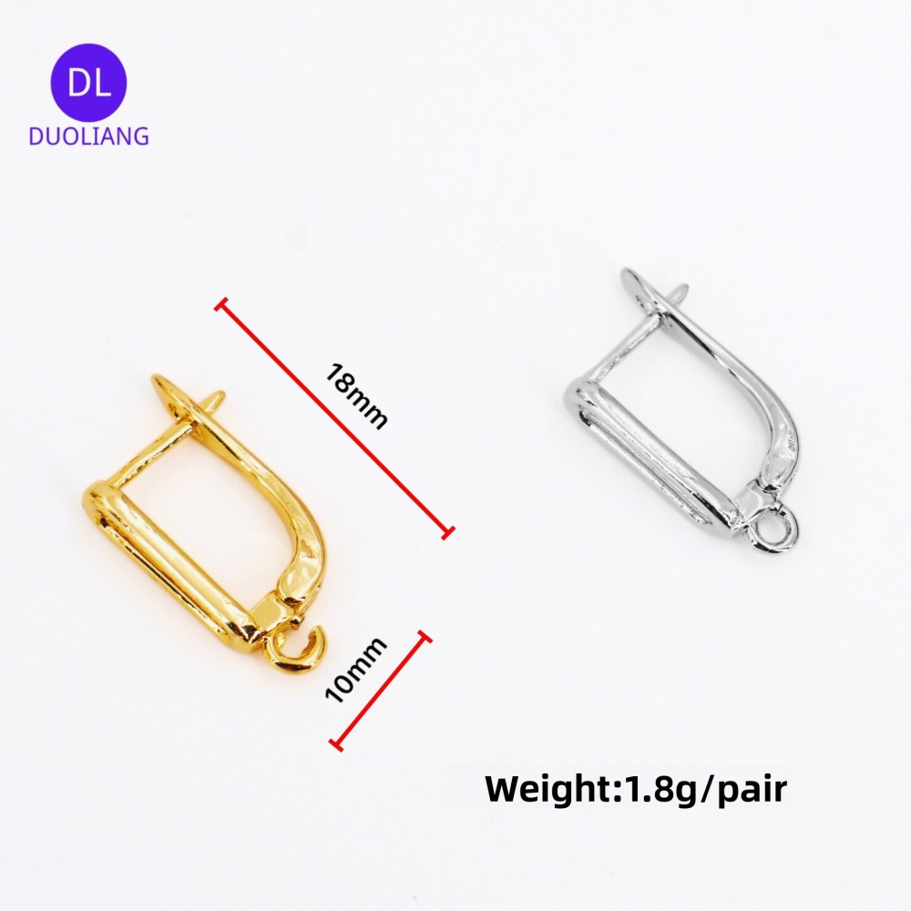Eco-friendly Copper Plated 18K Gold U-shaped Hoop Earrings Real Gold Color Retention Nickel-free Smooth Surface DIY Accessories