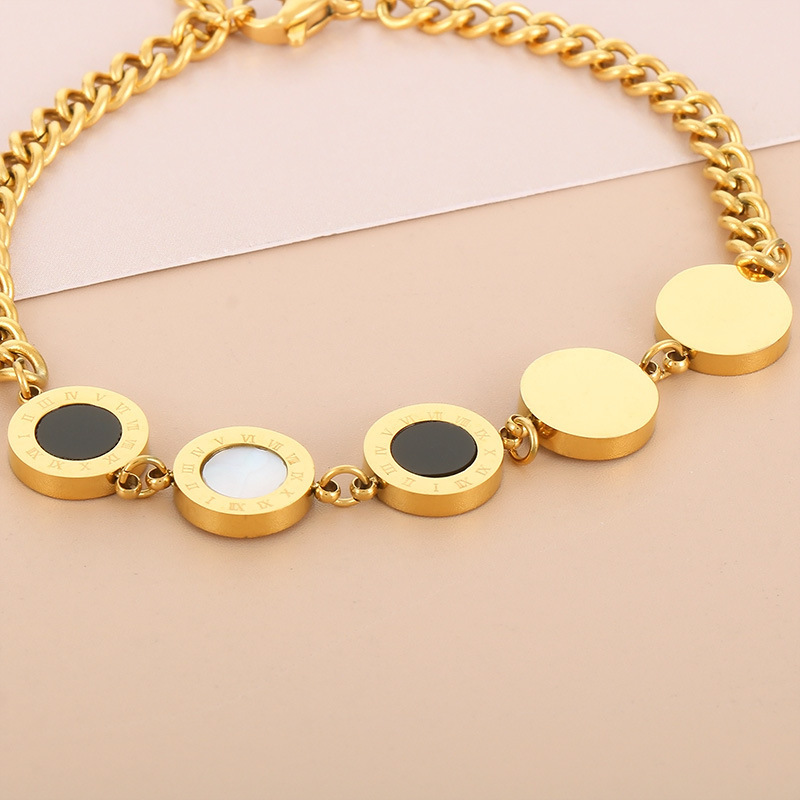 304 Stainless Steel Color Block PVD Coated 18K Real Gold Plated Simple Style Classic Style Waterproof Non Tarnish Plating Bracelets