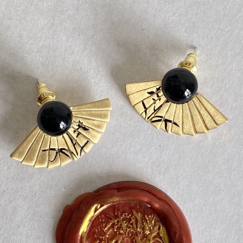 New Chinese Style Black Ink Earrings Retro Palace Series Fashionable High-End National Trend Women's Ear Jewelry Accessories