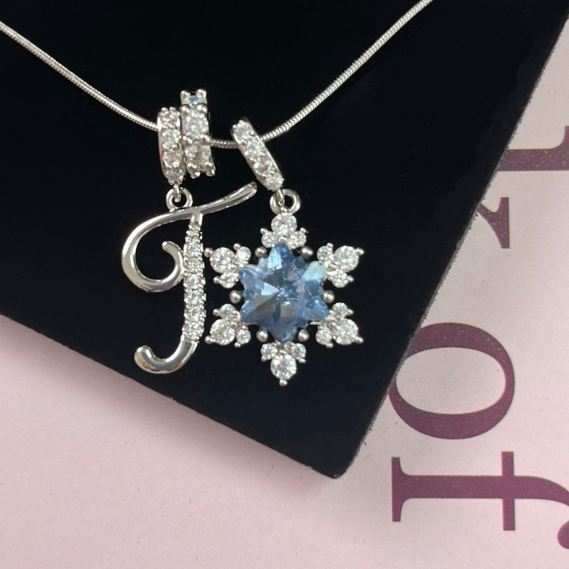 New Style Copper Zirconia Pendant Letter Necklace Silver Stainless Steel Chain Birthday Gift For Women Trendy Fairy Style