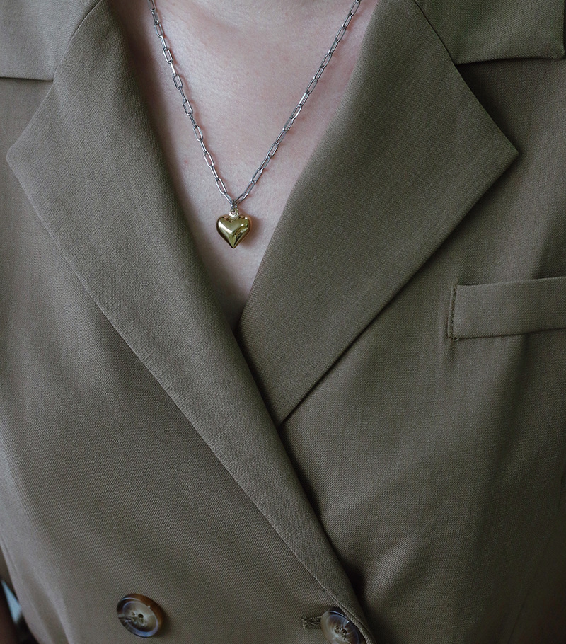 PVD Coated Real Gold Plated 18K Gold Heart 304 Stainless Steel Fashion Waterproof Non Tarnish 304 Stainless Steel Necklace