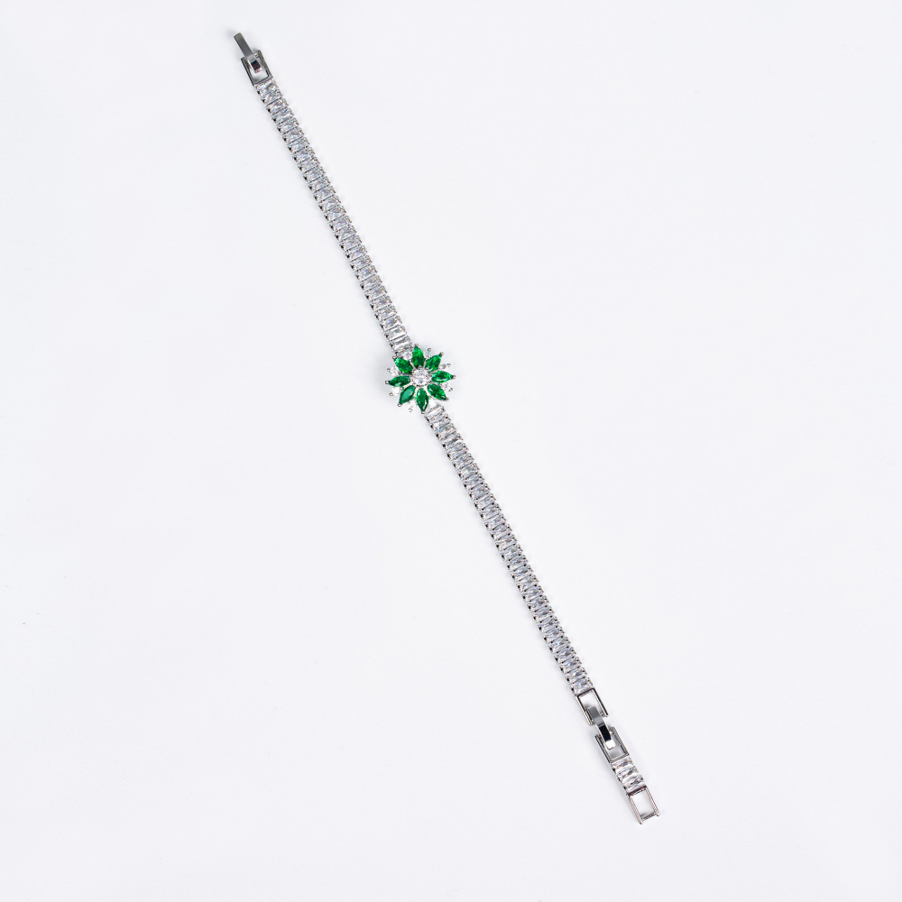 Glimmering Camellia Flower Gem Necklace Earrings Bracelet Ring Evening Gown Accessories Clavicle Chain Floral Ear Studs Jewelry Set