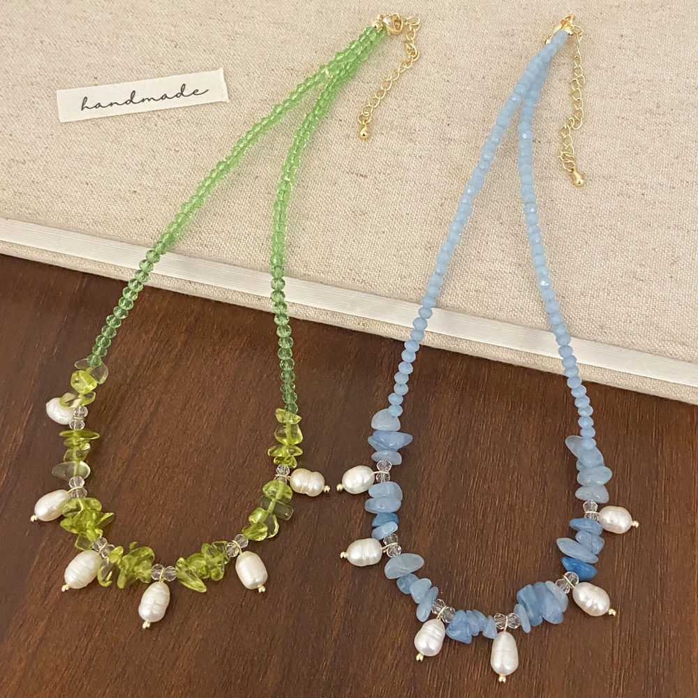 Summer Fresh Fashion Natural Rock Crystal Freshwater Pearl Necklace Versatile Elegant Jewelry Accessory For Women Geometric Pattern