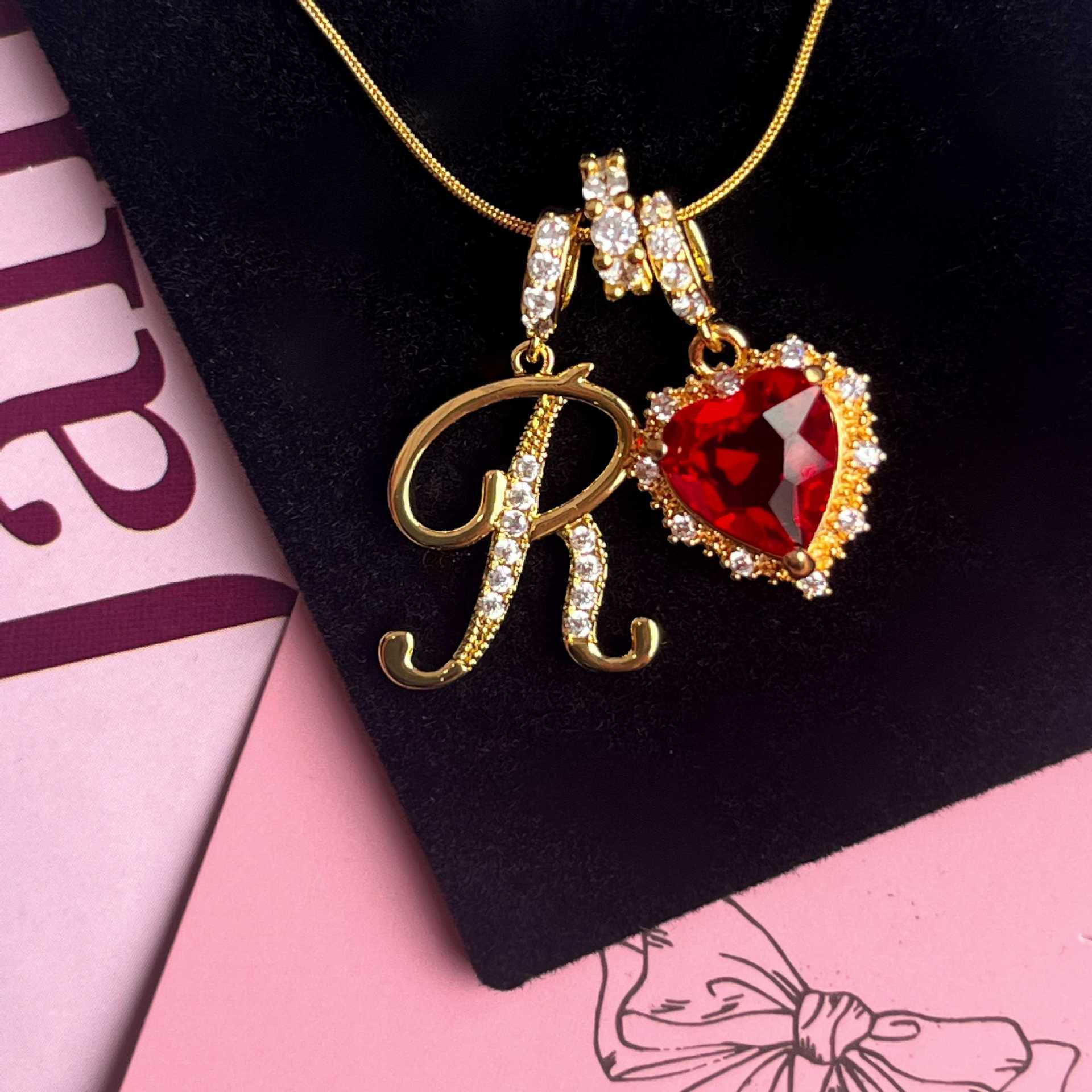 Red Heart Letter Choker Necklace Women's Luxury Minimalist Stainless Steel Friend Jewelry Fashion Trend Accessory