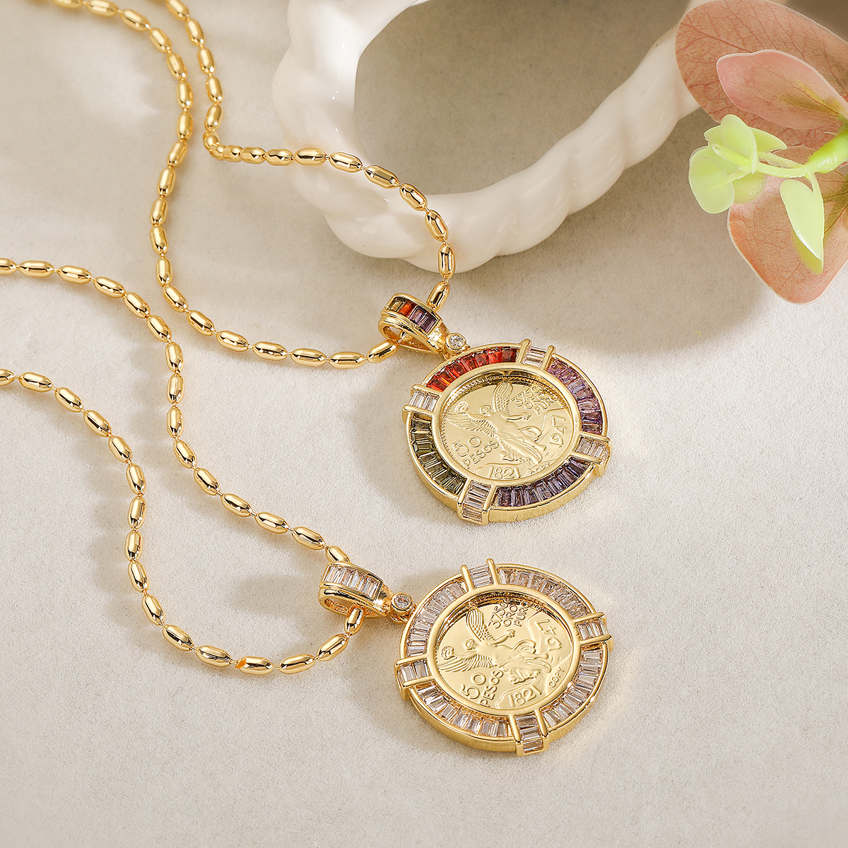 Copper 18K Gold Plated Modern Style Classic Style Plating Inlay Geometric Zircon Pendant Necklace