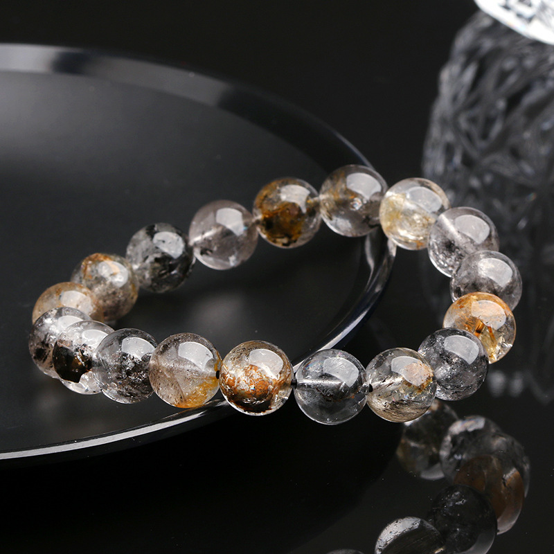 Natural Crystal Flashing Diamond Bracelet Black Yellow Crystal Lucky Oil Dare Circle Donghai Tokyang Crystal Geometric Pattern