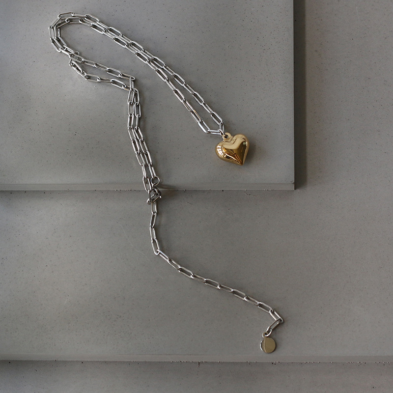 PVD Coated Real Gold Plated 18K Gold Heart 304 Stainless Steel Fashion Waterproof Non Tarnish 304 Stainless Steel Necklace
