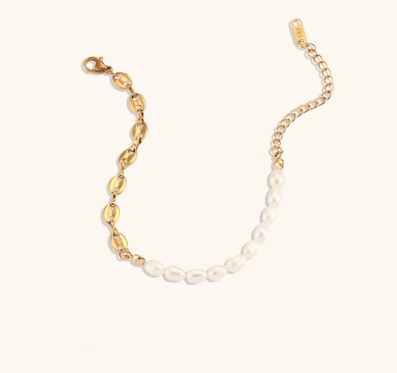 Women's 304 Stainless Steel Titanium Steel Vacuum Plating PVD Coated 18K Gold Plated Beaded Plating Pearl Freshwater Pearl Bracelets Necklace Imitation Pearl Jewelry