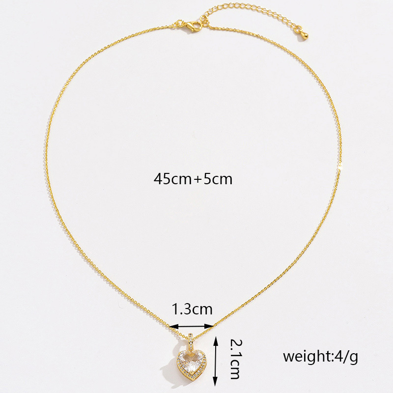 Wholesale Basic Modern Style Classic Style Heart Shape Copper Plating Inlay Zircon Pendant Necklace
