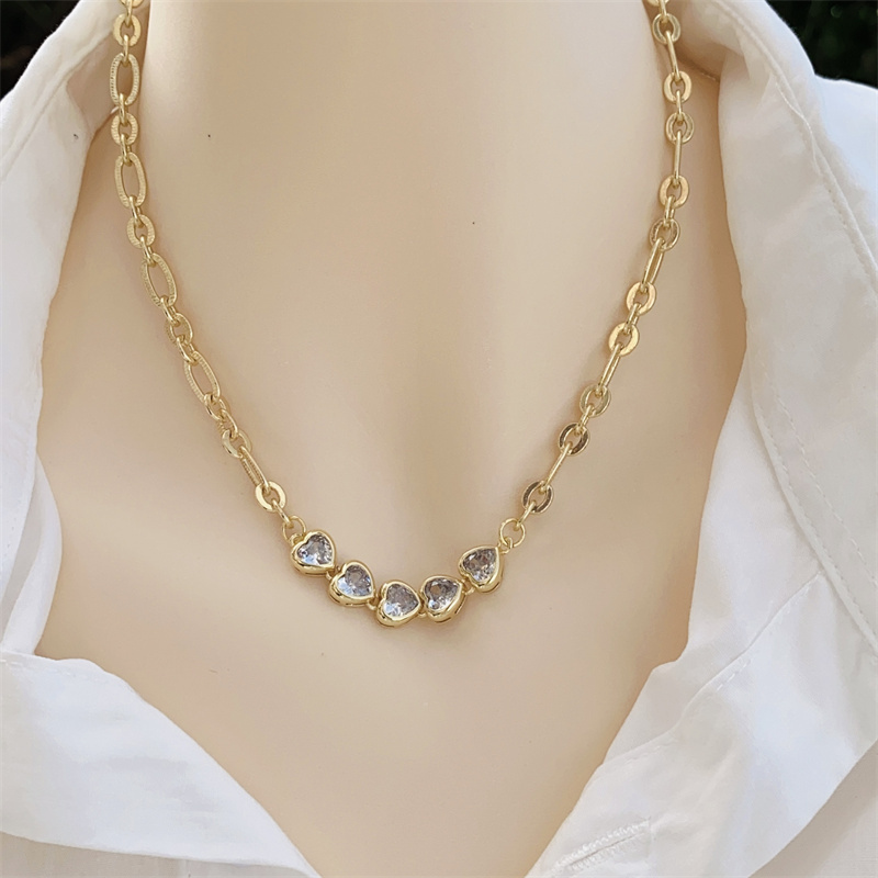 Classic Minimalist Copper Plated 18K Gold Zircon Jewelry Set For Men And Women Daily Wear Perfect Gift Set Includes Necklace And Bracelet