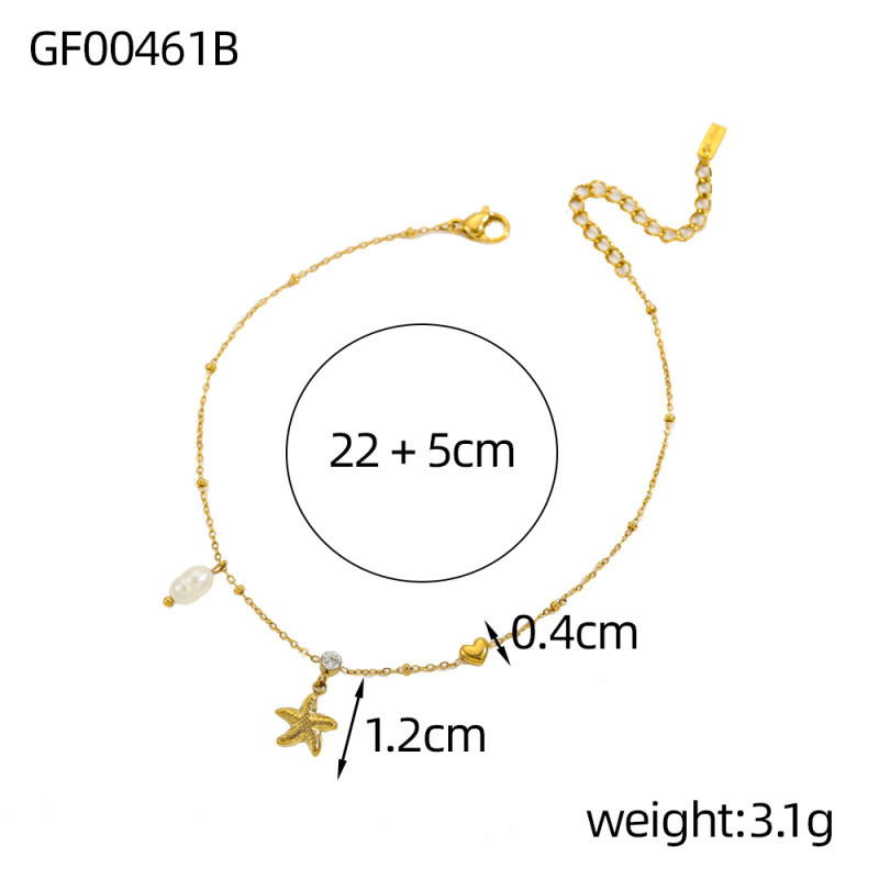 Fashionable Starfish Anchor Chain Necklace Simple Stylish Match All Stainless Steel Geometric Pattern Round And Dot Plated Women's Jewelry