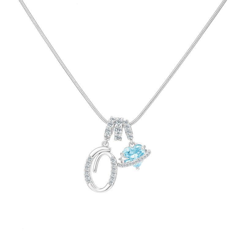 Sweet Heart Letter Pendant Necklace Jewelry Blue Sea Honey Best Friend Series Zircon Fairy Style For Women Copper Material