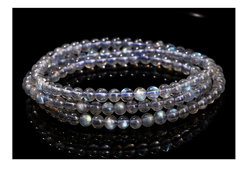 Fashion Multi-Circle Bracelet Natural Blue Light Round Bead Accessories Geometric Pattern Gray Moonstone Multifunctional Jewelry Hand Accessory Unisex
