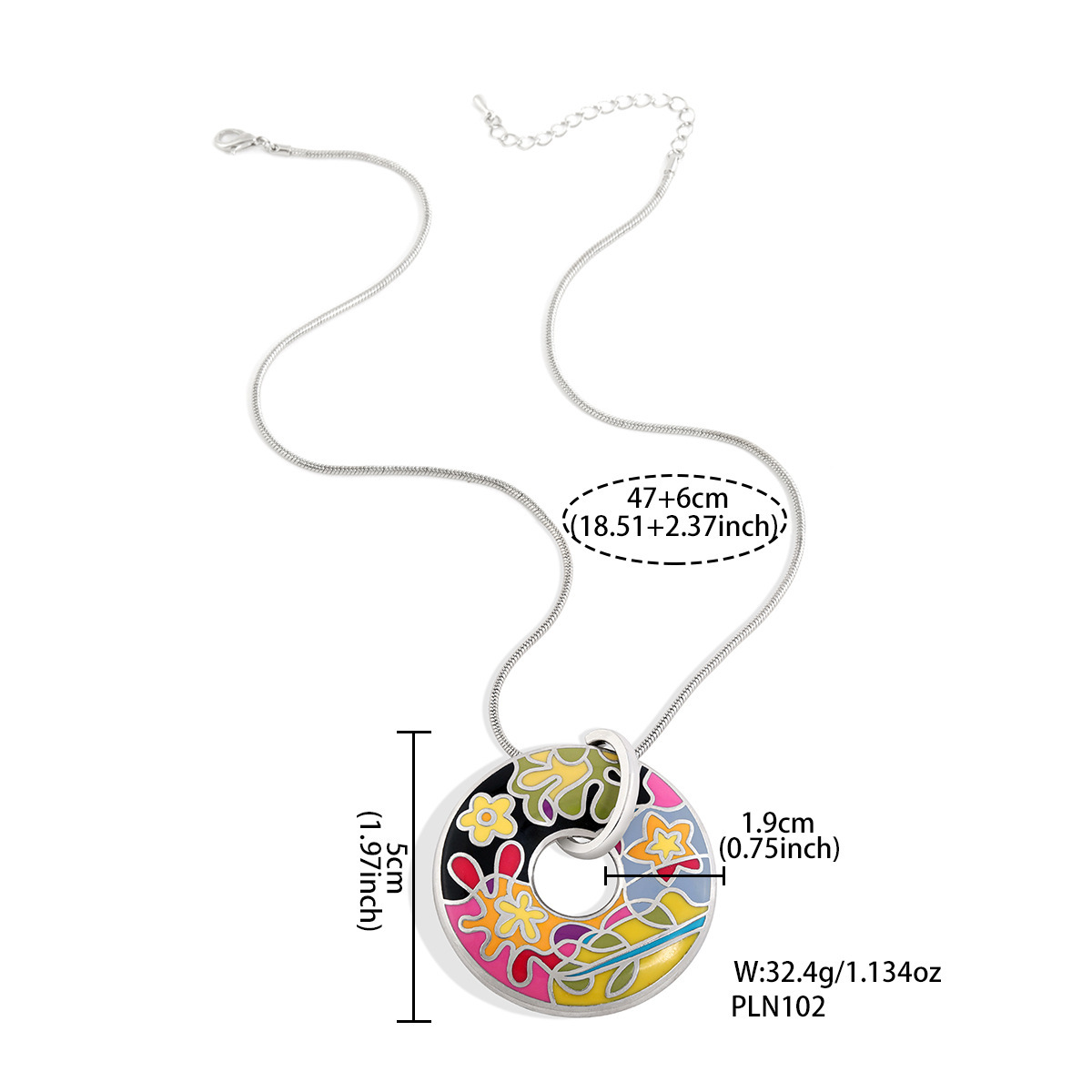 Simple Fashion Enamel Color Necklace  Niche Design Donut Necklace Copper Plated Gold Clavicle Chain In Stock