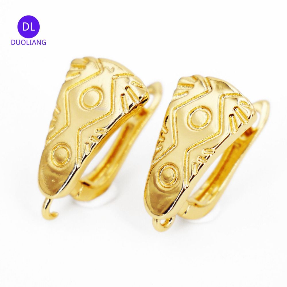 New Multi-Bright Copper Plated 18K Gold Earring DIY Jewelry Accessories U-Shaped Ear Cuff With Drop Circle Eco-Friendly