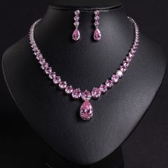 Pink Silver Needle Style Three Circle Earrings (Please Ensure Compatibility)