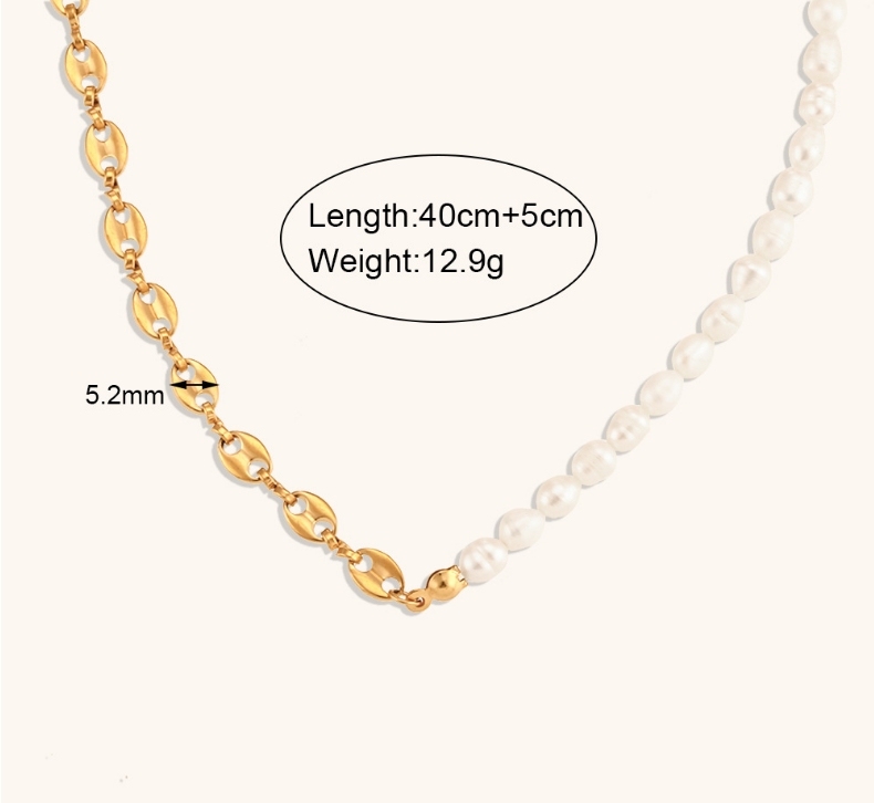 Women's 304 Stainless Steel Titanium Steel Vacuum Plating PVD Coated 18K Gold Plated Beaded Plating Pearl Freshwater Pearl Bracelets Necklace Imitation Pearl Jewelry