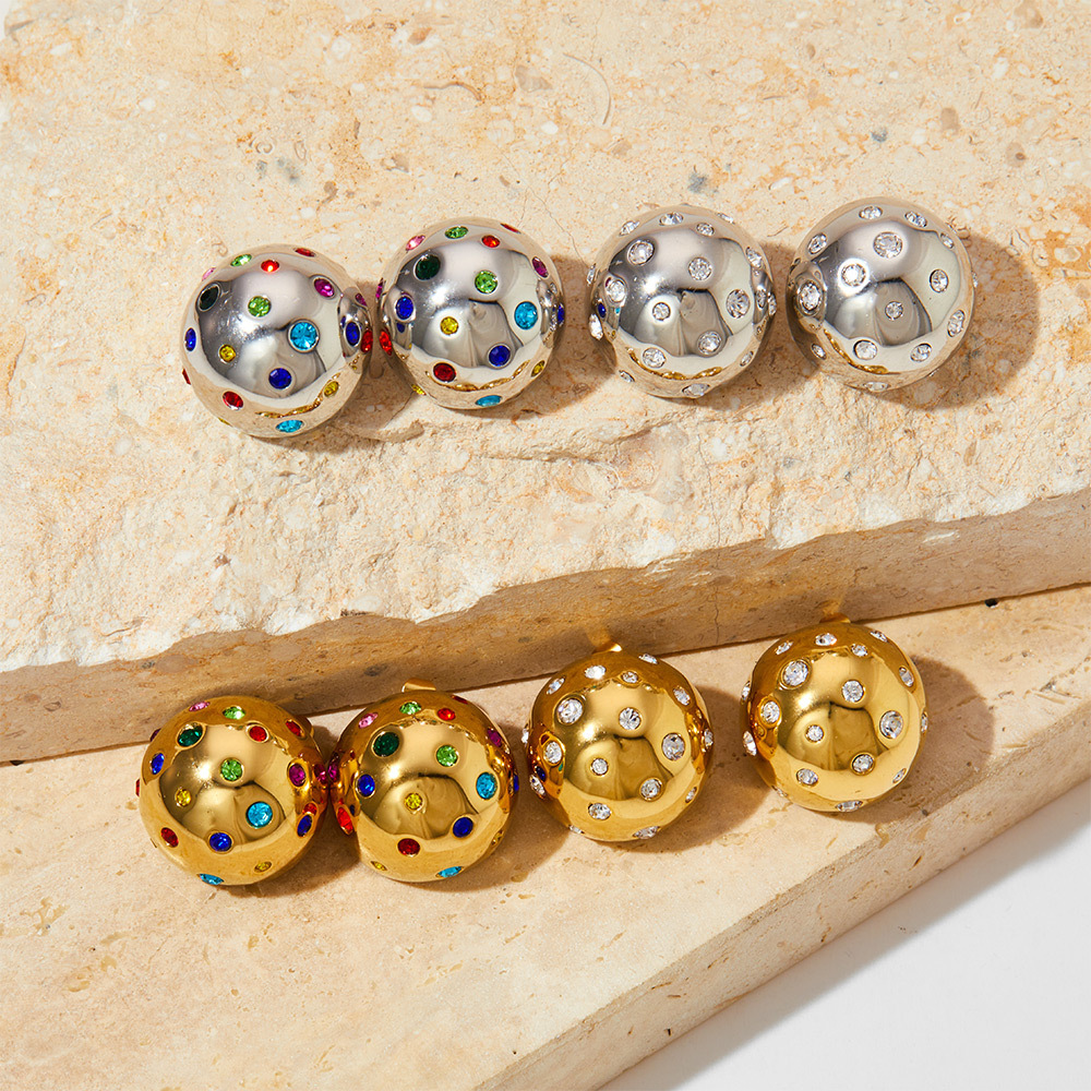 PVD Coated Real Gold Plated 16K Gold White Gold Plated Gold Plating Geometric 304 Stainless Steel Simple Style Classic Style Waterproof Non Tarnish Ear Studs