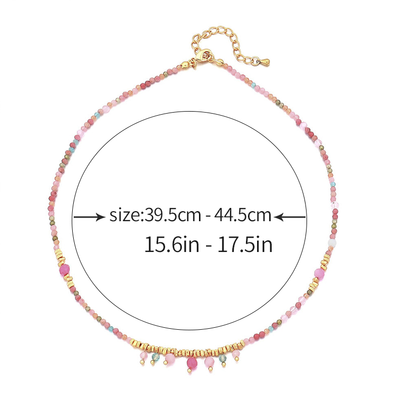 Bohemian Modern Style Classic Style Geometric Round 18K Gold Plated Natural Stone Copper Wholesale Necklace