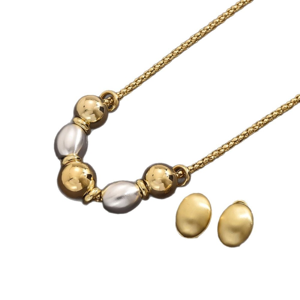 Geometric Copper Classic Style Small Stud Earrings Necklace