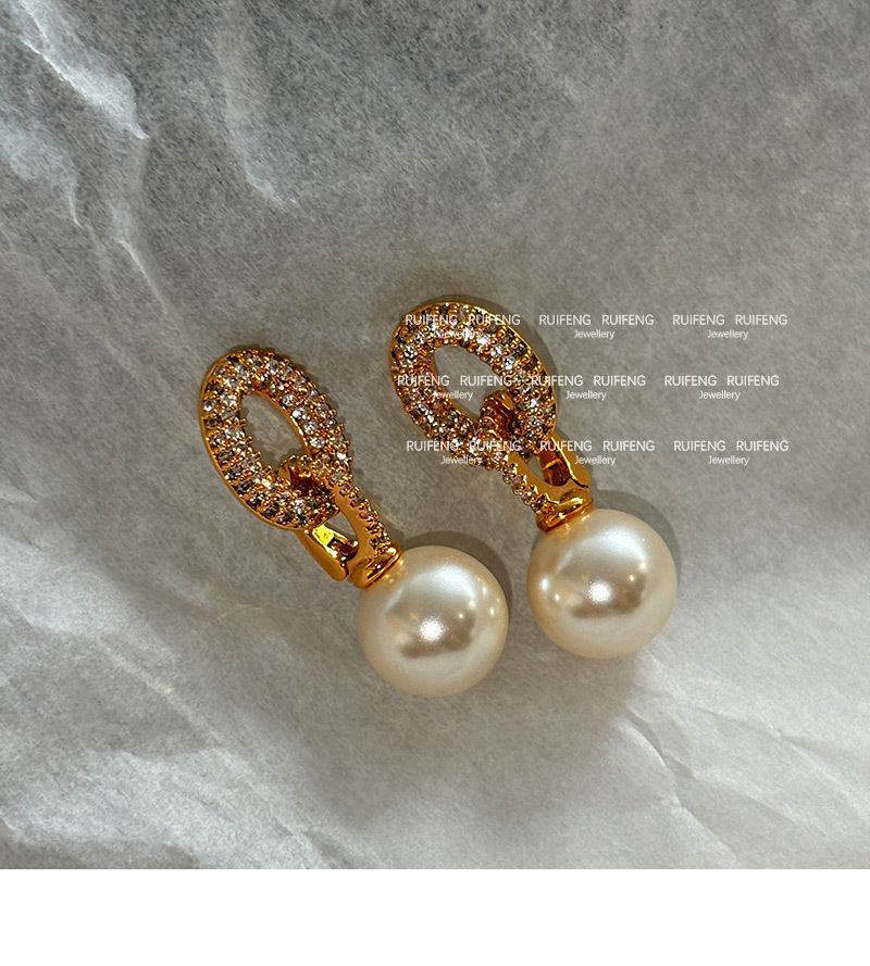 Elegant Classic Style Geometric Imitation Pearl Copper Women's Earrings