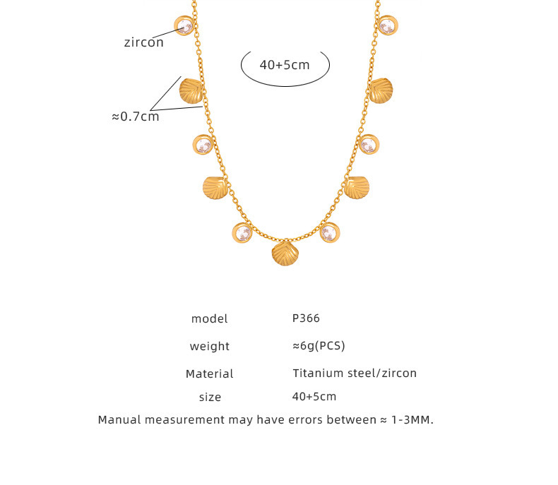 Simple Style Shell Titanium Steel Plating Zircon Women's Necklace