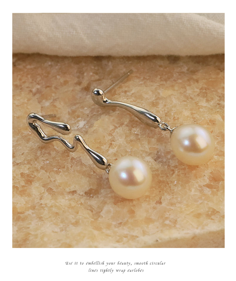 Original Natural Freshwater Pearl Pure Silver Earrings Women Versatile Design Studs High-End Jewelry Ear Accessories