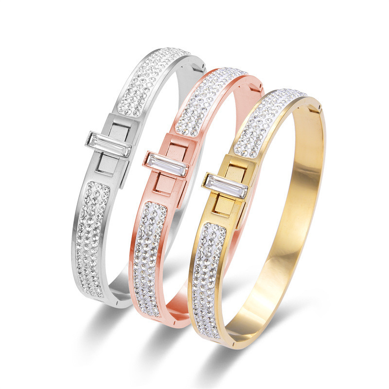 PVD Coated Real Gold Plated Geometric Stainless Steel Simple Style Classic Style Waterproof Non Tarnish Bangle