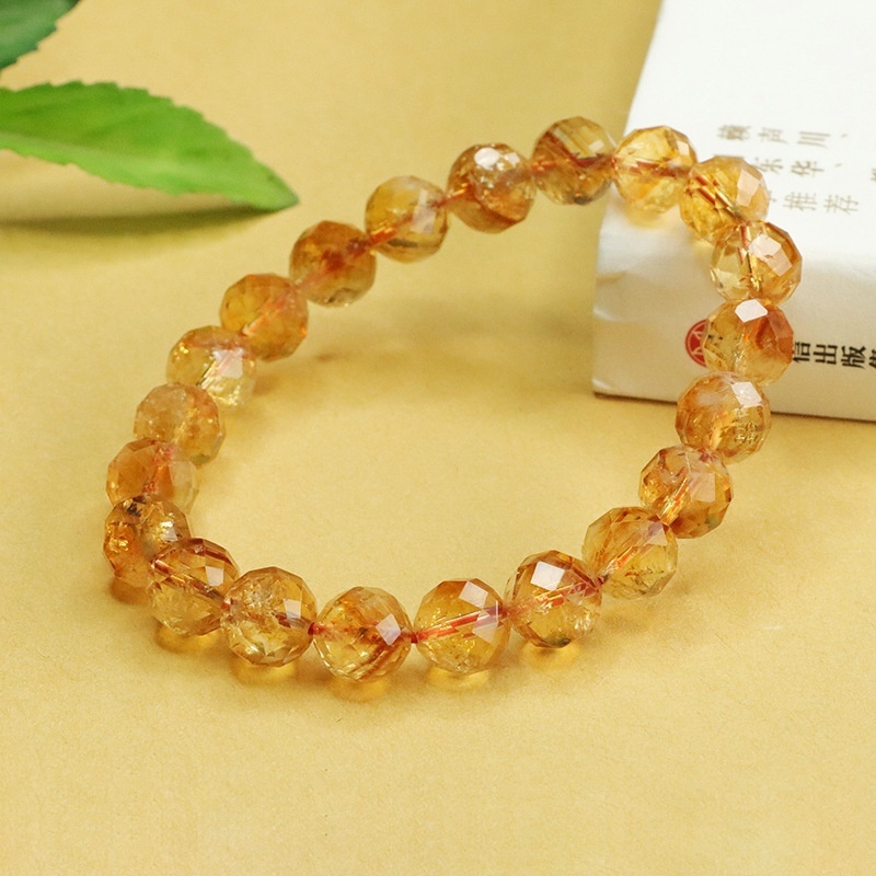 Aiyue Yellow Crystal Bracelet Polished Geometric Pattern Ethnic Style For Men And Women Birthday Party Jewelry Accessories