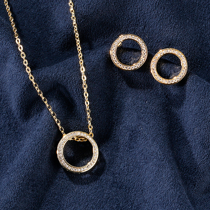 Round Copper Classic Style Earrings Necklace