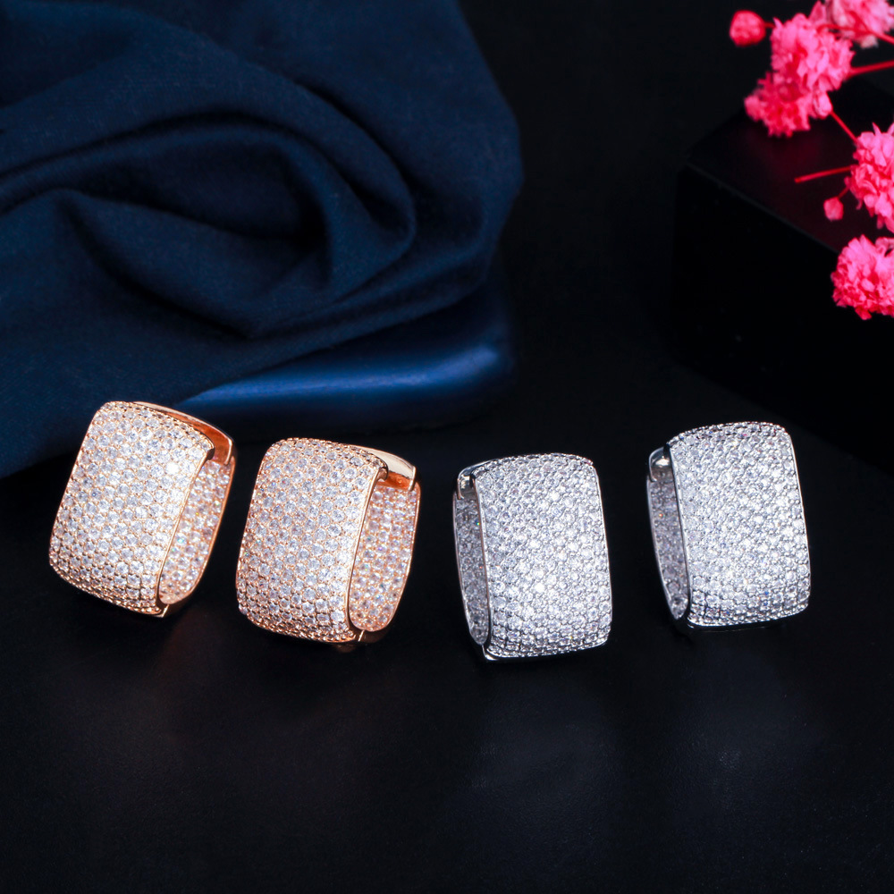 Copper Square Electroplating Artificial Gemstones Rose Golden Plated Platinum Plated Rhodium Plated Elegant Classic Style Plating Inlay Ear Studs